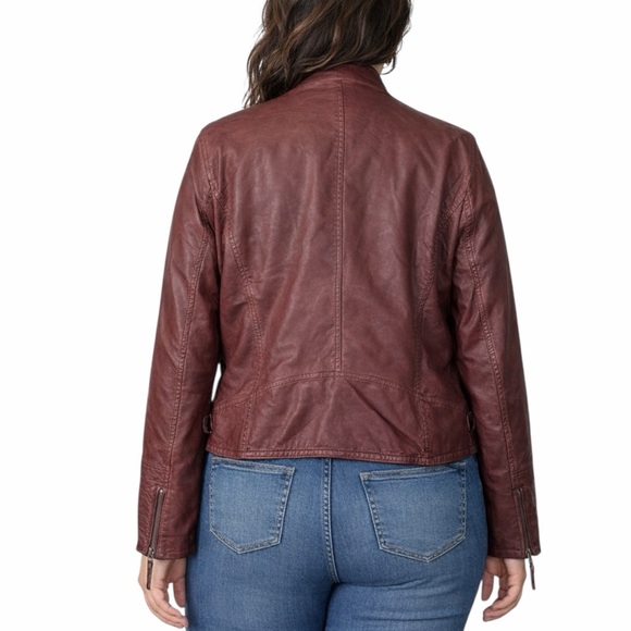 Maurices Faux Leather Moto Jacket Women’s Size 3 Brown Asymmetrical Zip Casual - Picture 2 of 14
